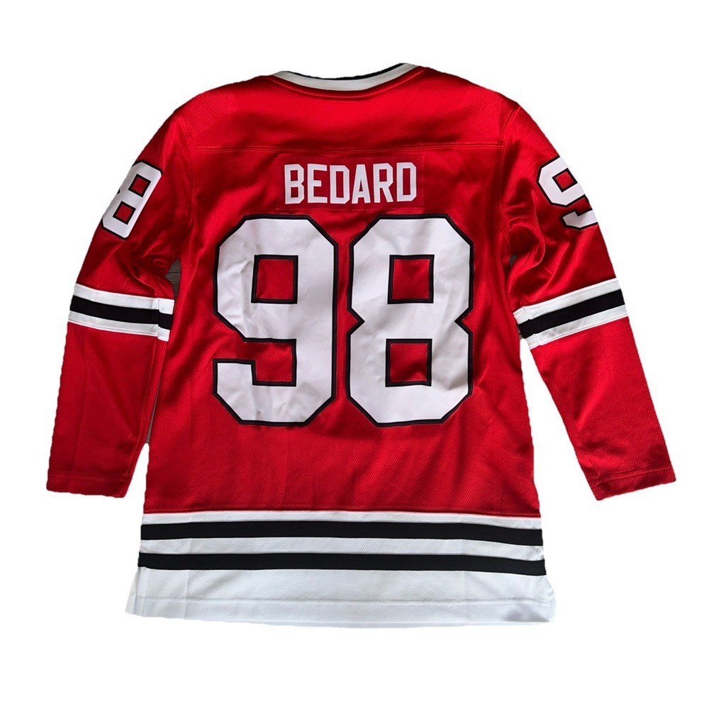 Fanatics Connor Bedard 98 Chicago Blackhawks NHL Red Hockey Jersey Women's Small